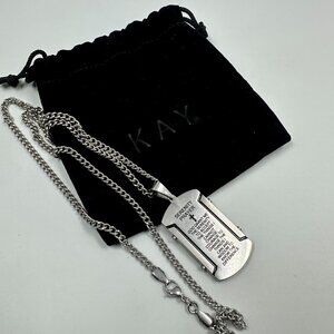 Kay Jewelers Serenity Prayer Dog Tag Necklace Stainless Steel Black Ion Plating